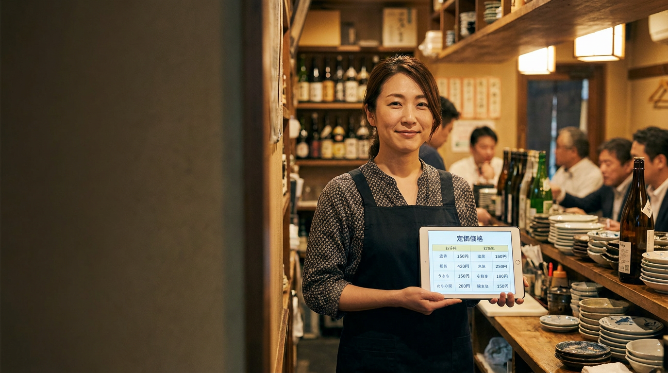 料金プランを確認し安心した表情の店主